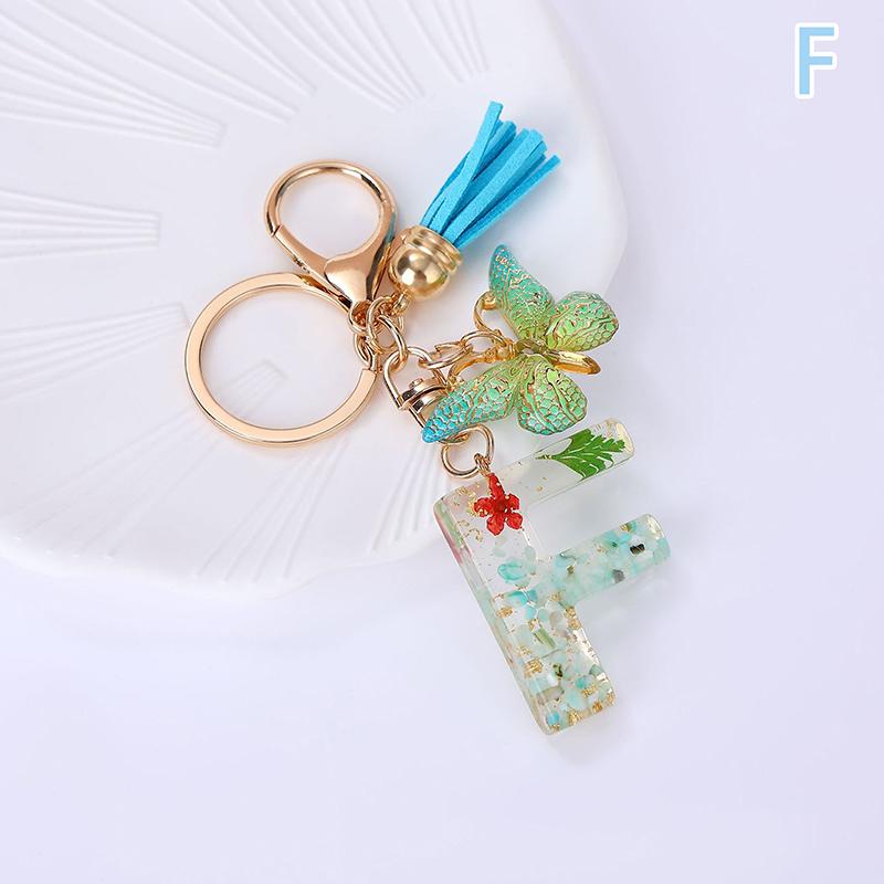 AZ Dreamy Sequin Letters Брелок для женщин Подвеска-бабочка с кисточками Инициал Брелок для кошелька Подвеска для сумок Амулеты Автомобильный брелок