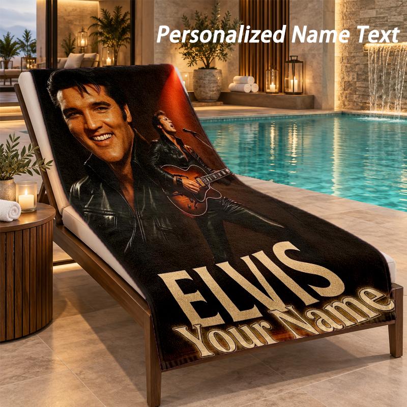 Custom Text Elvis Presley Print Beach Towel Large Towel For Home Bathroom Beach