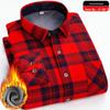 Men's Elastic Non-Iron Plaid Shirt - Warm, Thickened, Long-Sleeved for Casual or Business Wear In Autumn and Winter.
