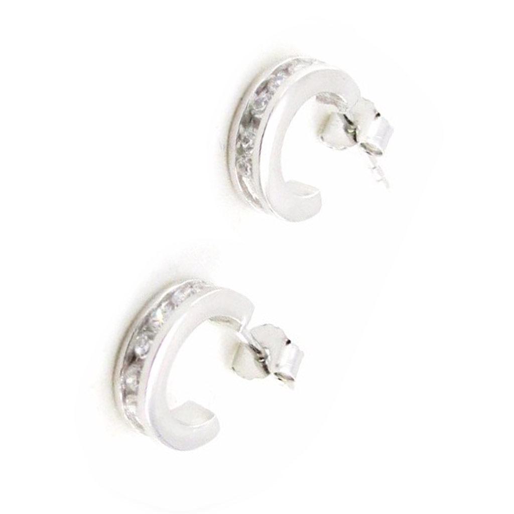 Les Trésors De Lily [B8301] - Silver Hoop Earrings 'Sissi' Silver White (rhodium-plated) - 10x3 Mm