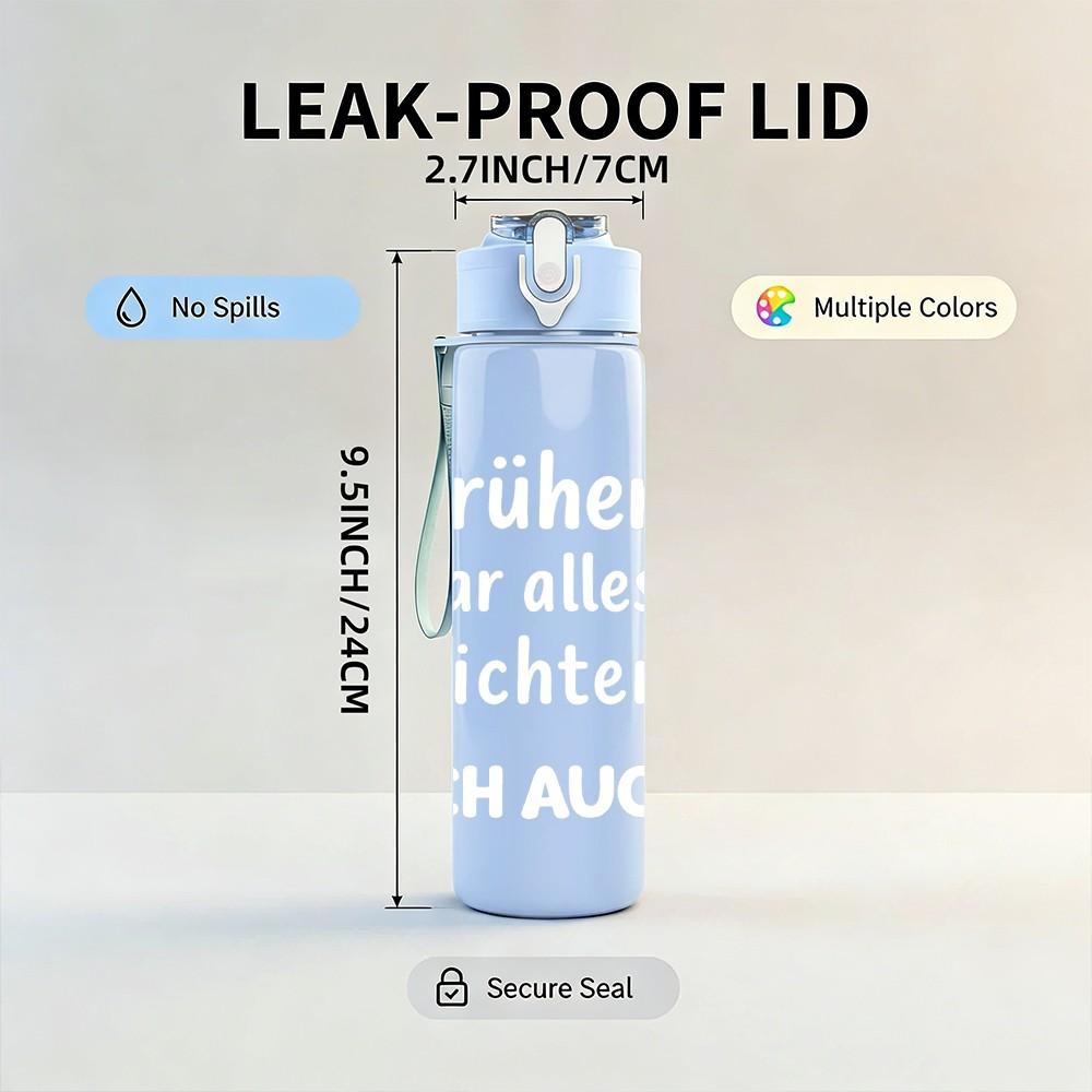 1PC German Fathers Day Light Slogan 750ml Color Plastic Sports Water Bottle Leakproof Flip Straw Lid Suitable for Sports Office Home Use
