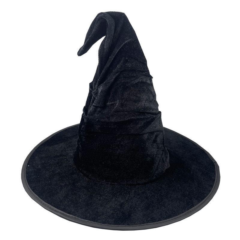 Halloween Pleated Black Witch Hat - Costume Headwear and Hair Accessory.
