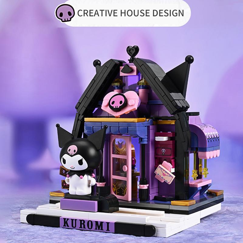 Нетоксичные конструкторы Sanrio в собранном виде Hello Kitty Kuromi Cinnamoroll My Melody Модели Строительные Блоки Игрушка Украшение Детские Праздничные Подарки