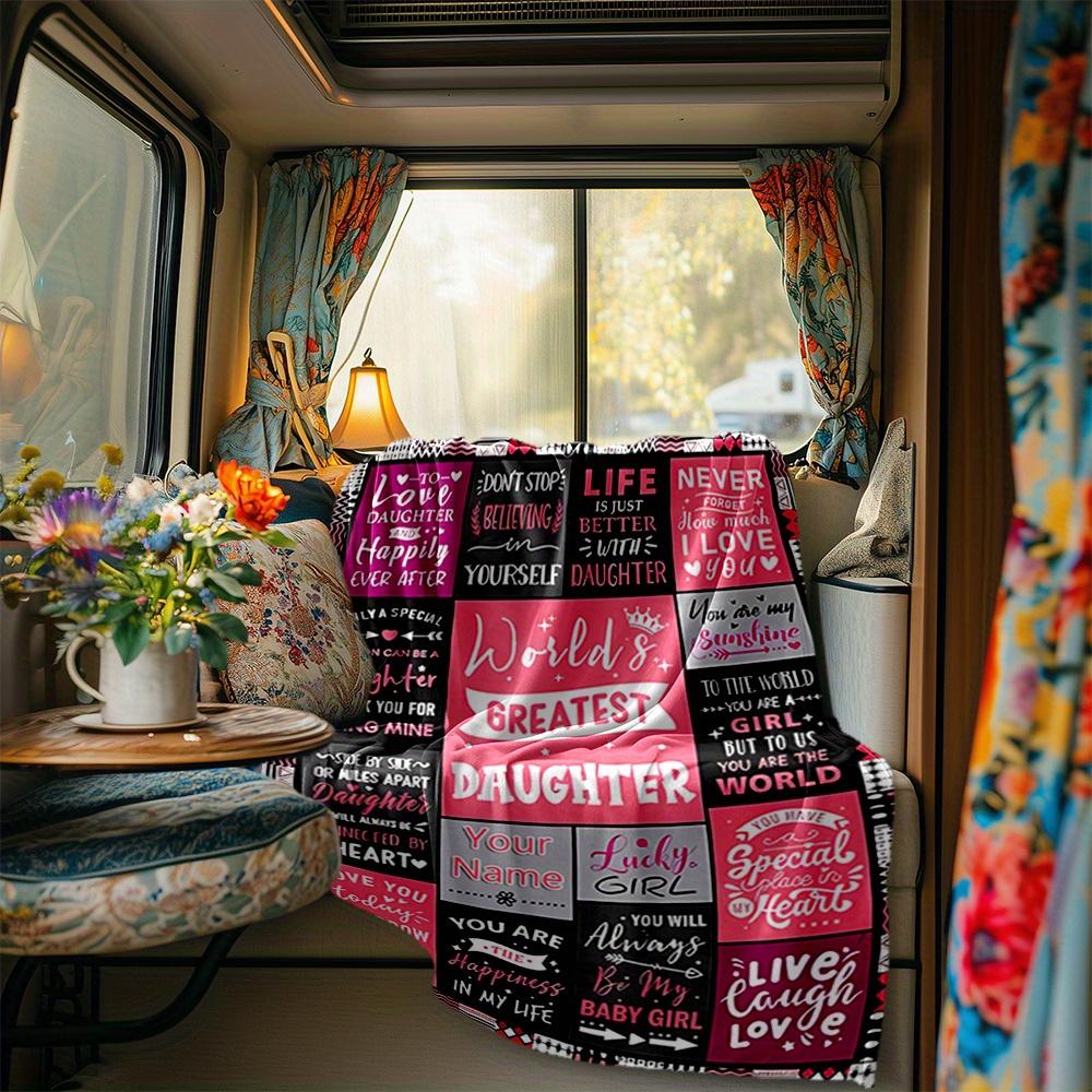 Daughter Blanket Personalized Name Soft Comfortable Stylish Blanket Car Blanket Perfect For Travel Camping Outdoor Home Suitable For All Seasons