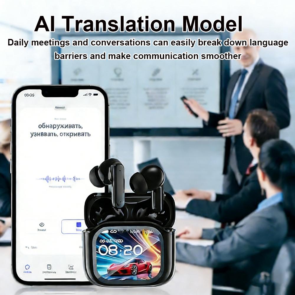 AI-перевод Bluetooth V 5.4 интерактивный экран ANC шумоподавление беспроводные наушники подходят для офиса спорта