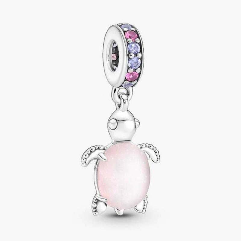 Серебро S925 Поезд Ракушка Колокольчик Черепаха Насекомое Луна Сердце Бусина Подвеска Ожерелье Шарм Украшения
