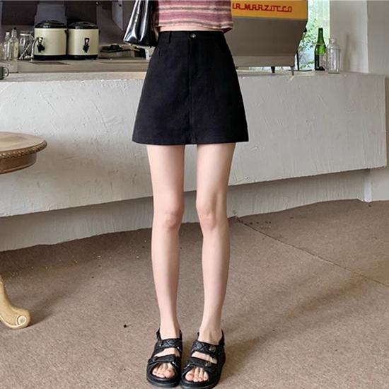 Юбка средней длины, летний студенческий стиль работы, завернутые ягодицы, высокая талия, короткая юбка-трапеция, модная женская одежда