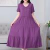 Женские летние длинные платья больших размеров, однотонное элегантное повседневное винтажное платье с коротким рукавом