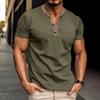 Men's Slim Fit Short Sleeve Vintage Henley Shirts Casual Basic Tops Summer Button Sports T-Shirts Athletic Workout Moisture Wicking Tee Shirt for Male