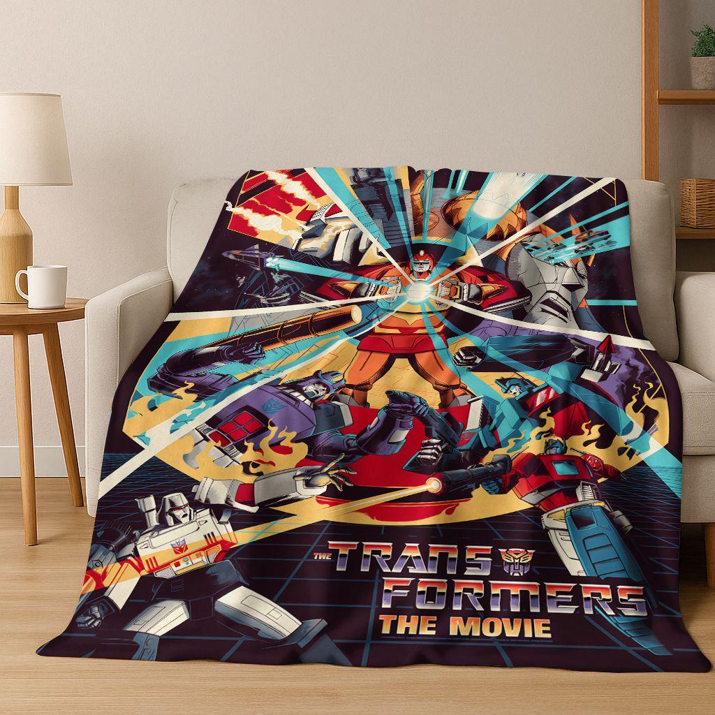 Cartoon T-Transformers Autobots Optimus Prime Flannel Blanket,Warm and Cozy Soft Throw Blanket for Home Bedroom Bed Sofa Cover