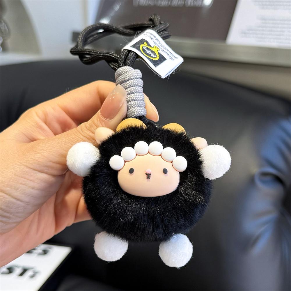 Bag Charm New Colorful Plush Sheep Keychins Real Fur Pom Pom Small Sheep Ball Decorative Pendants Accessories Bag Charm