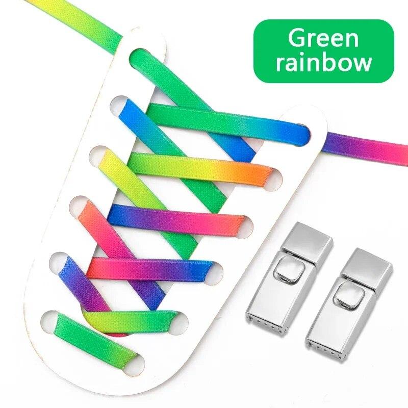1 пара кроссовок с радужными эластичными шнурками, шнурки с застежкой без завязок для детей и взрослых, новые замки без завязок, шнурки для обуви, аксессуары для обуви