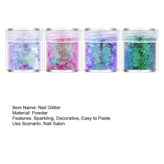 4 коробки переливающихся блесток для нейл-арта, сверкающие стильные голографические красочные
