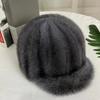 Natural Mink Fur Hat Brim Baseball Cap Women Winter Elegant Stylish Warm Caps