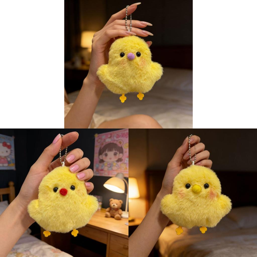 Plush Animal Keychain With Cute Cartoon Chick Design For Kids And Teens