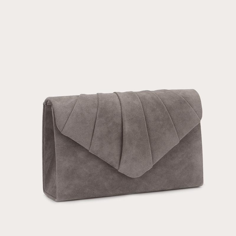 Женский замшевый клатч с плиссированной цепочкой и клапаном на плечо, дизайнерская вечерняя сумочка