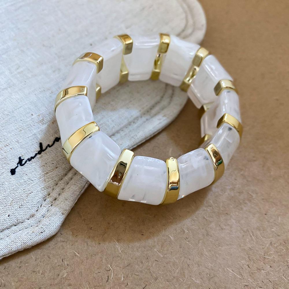 Europe American Style Elastic Bracelet Resin Exaggerated Bracelet Unique Acrylic Bangle  Gift