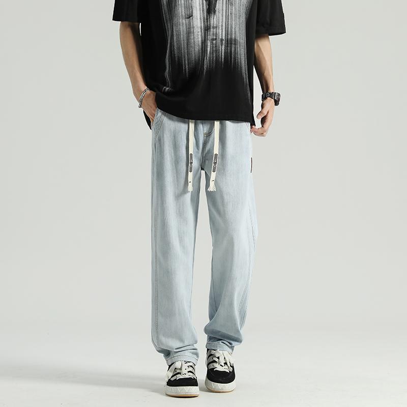 Американские ретро джинсы для мужчин на зиму, универсальные, повседневные, модные, брендовые, свободные брюки, уличный стиль, прямые, широкие штанины