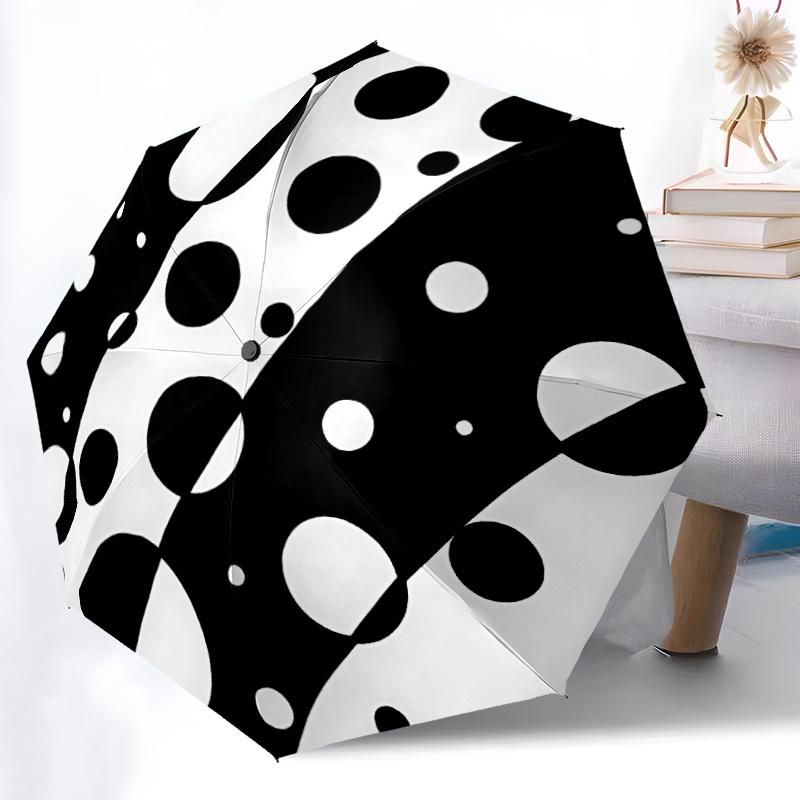 1pc Polka Dots Automatic Open/Close Umbrella - Compact Travel Umbrella with 8-Rib Durable Frame, Lightweight & Portable Design z05