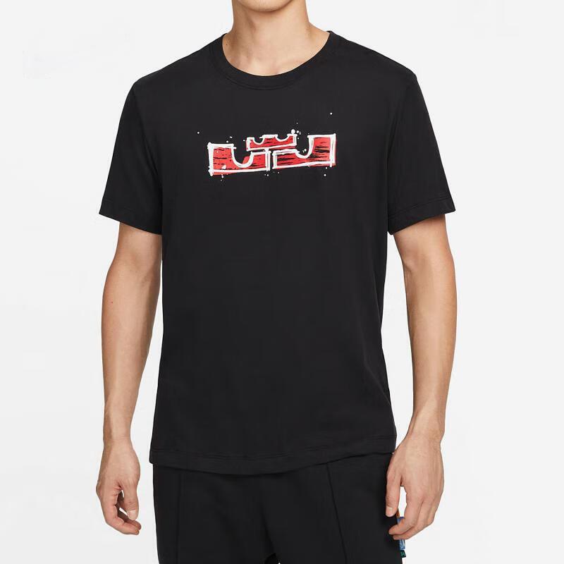 Nike Dri-Fit Lebron Баскетбольная футболка с принтом льва и короной с ручной росписью, мужские топы с короткими рукавами, черные DR1292-010