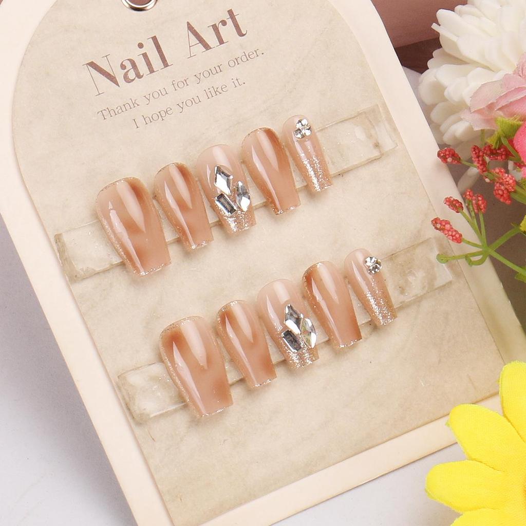Autumn/Winter Glitter Nude Nail Art: Handmade, Trendy, Whitening Wearable Nail Pieces