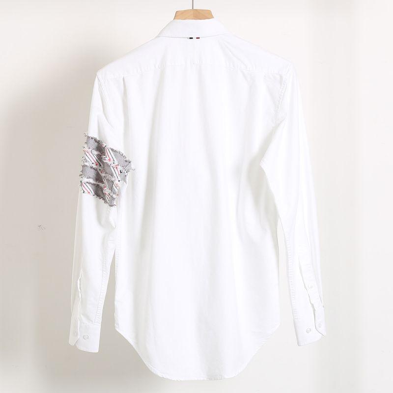 Classic Four-Stripe High-Thread-Count Cotton Oxford Shirt for Men, New Solid Color Basic Casual Long-Sleeve Shirt for Women