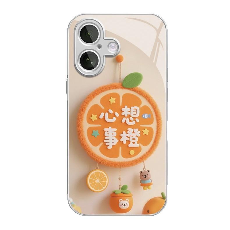 Чехол для мобильного телефона Xinxiangshi Orange для Apple 16promax для iPhone 15/14 Новый Мультяшный 13 Стеклянный Чехол