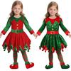 Kids Girls Santa Claus Xmas Elf Red Dress Socks Hat Sets Children Christmas New Year Cosplay Costumes Performance Role Play Outfit