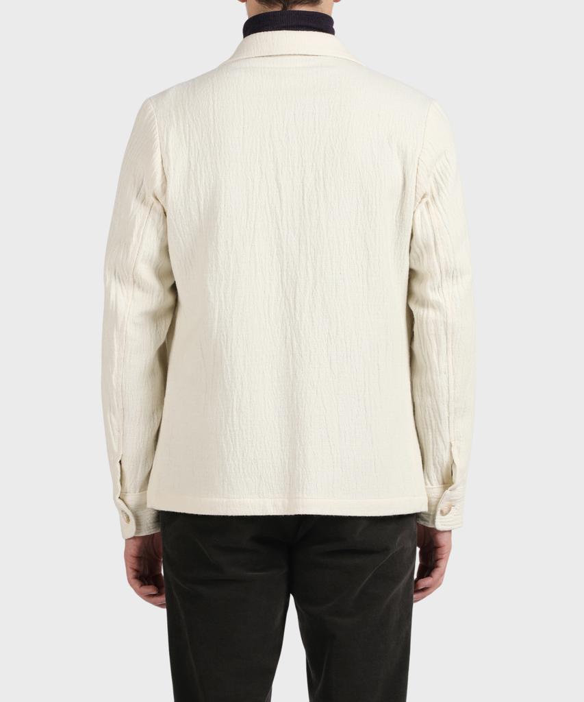 Panicale Ivory Wrinkle Herringbone Shirt Jacket