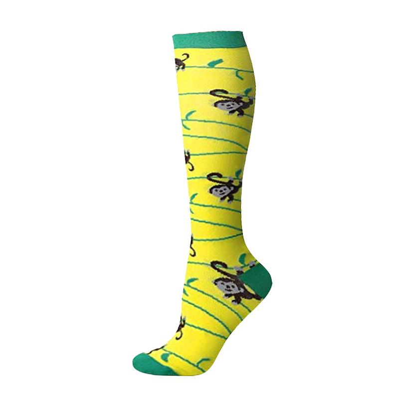 HYSAIXIA Compression Socks Funny Pattern Animals Sheep Monkey Music Cat Men Women Pressure Stockings Knee High Run Sport Socks