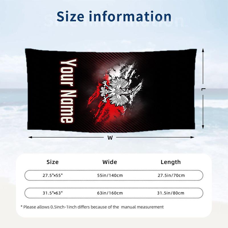 Beach Towel Custom Name Text, Quick Dry Large Towel For Beach HomePoland