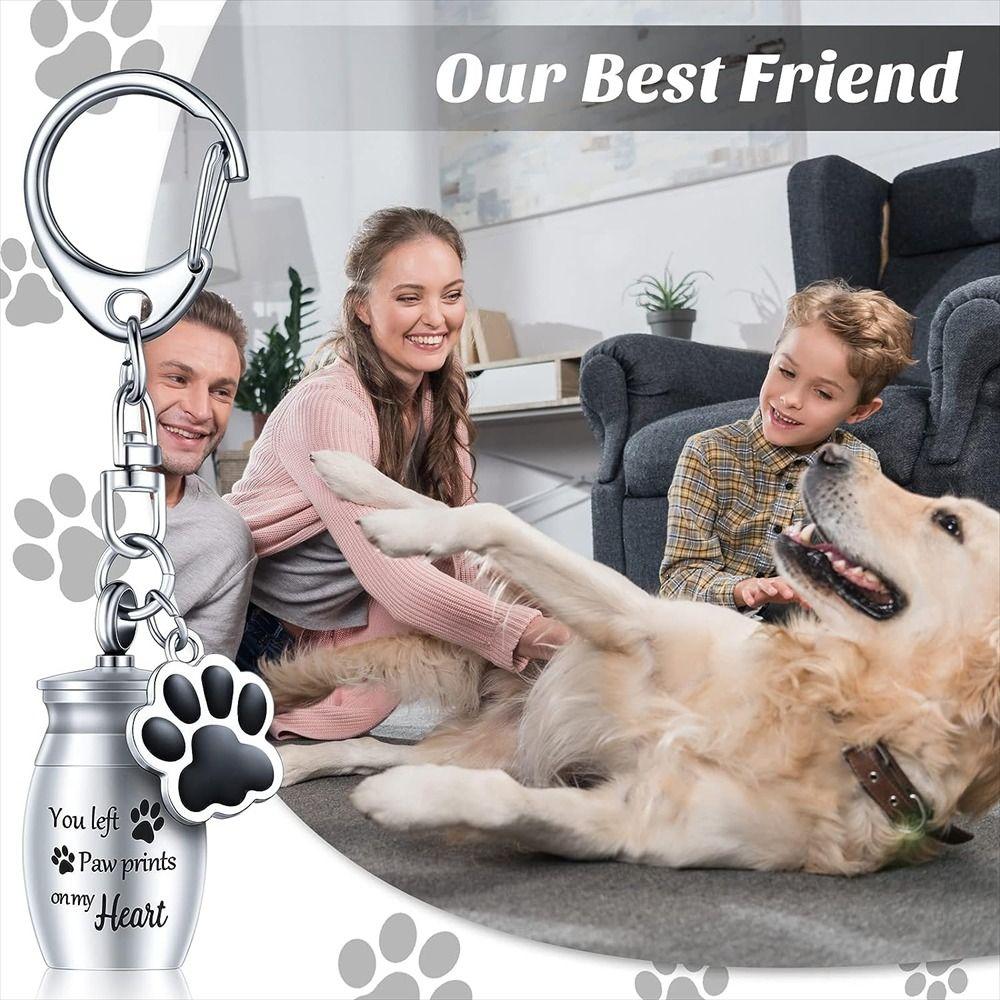 Dog Cat Ashes Pet Urns Keychain Paw Print Pet Urns Keyring Dog Ashes Keepsake  Cremation Jewelry