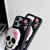 3D Держатель для цветов-скелетов Чехол для телефона для iPhone 17 16 15 14 13 Pro 12 11 Pro Max Мягкая силиконовая крышка