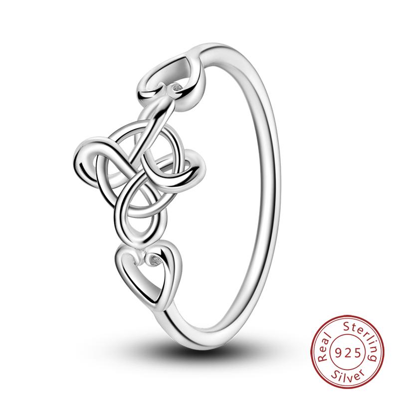 925 Sterling Silver Heart Shaped Infinite Minimalist Rings Hollow Celtic Knot Rings for Women Elegant Engagement Wedding Jewelry