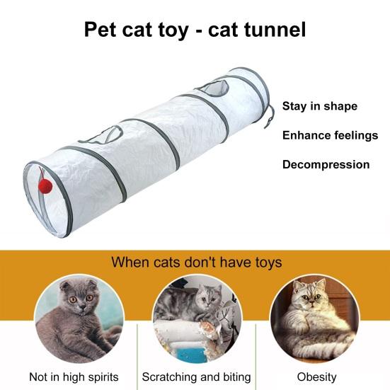 Игрушечный туннель для кошек S-образный Т-образный Y-образный прямой складной интерактивный туннель для домашних животных с игровым мячом Легко складывается для переноски Крытый игровой домик-лабиринт