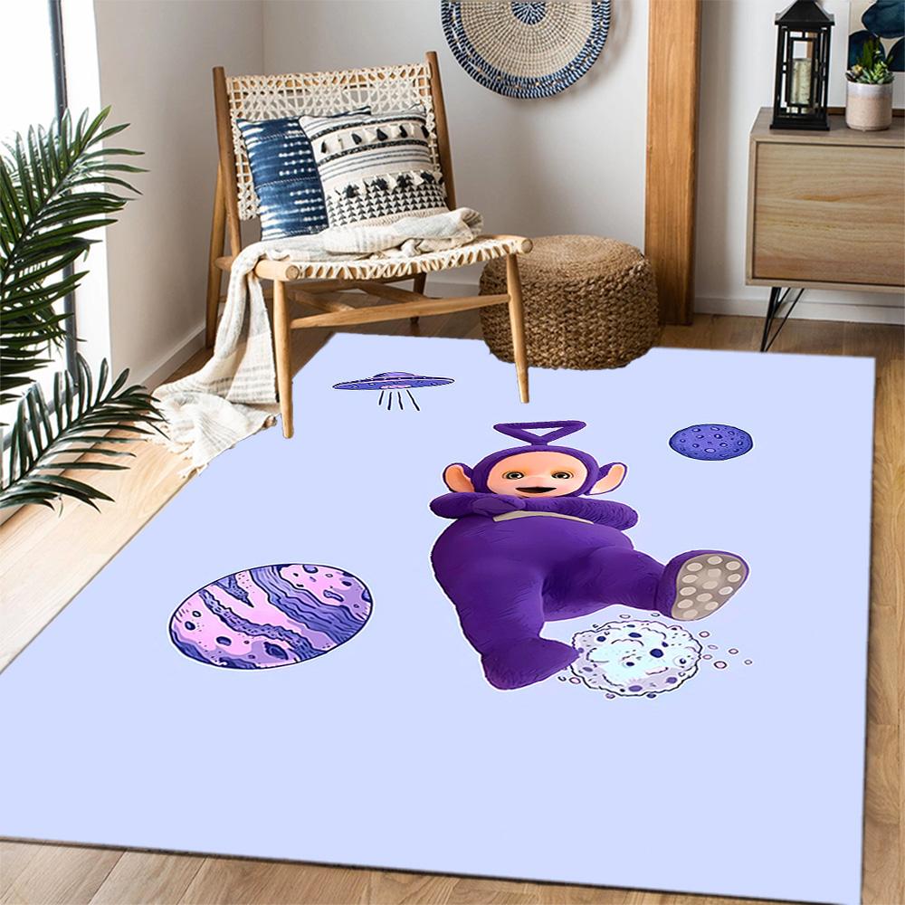 Teletubbies Scooter Adventure Themed Anti-Slip Rugs - Polyester Home Decor, Suitable for Bedrooms, Living Rooms, Doorways, Studios, and Decorations