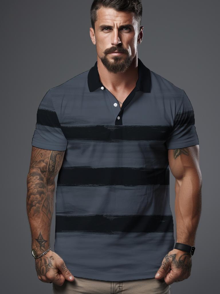[Printed Design – Not Textured] Men'S Sports Shirt Loose Quick-Dry Breathable Turn- Collar Summer Short-Sleeve Business Casual Daily T-Shirt Golf