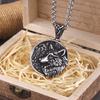 Нержавеющая сталь 316L Ожерелье с волком Фенриром Viking Jewelry Подарок для мужчин с деревянной коробкой Подвеска с изображением скандинавских богов