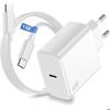 Charger - E.F.CONNECTION - 45W - USB-C - Compatible Samsung S25/Plus/Ultra/S25 Fe/S24/A17/A16 - White