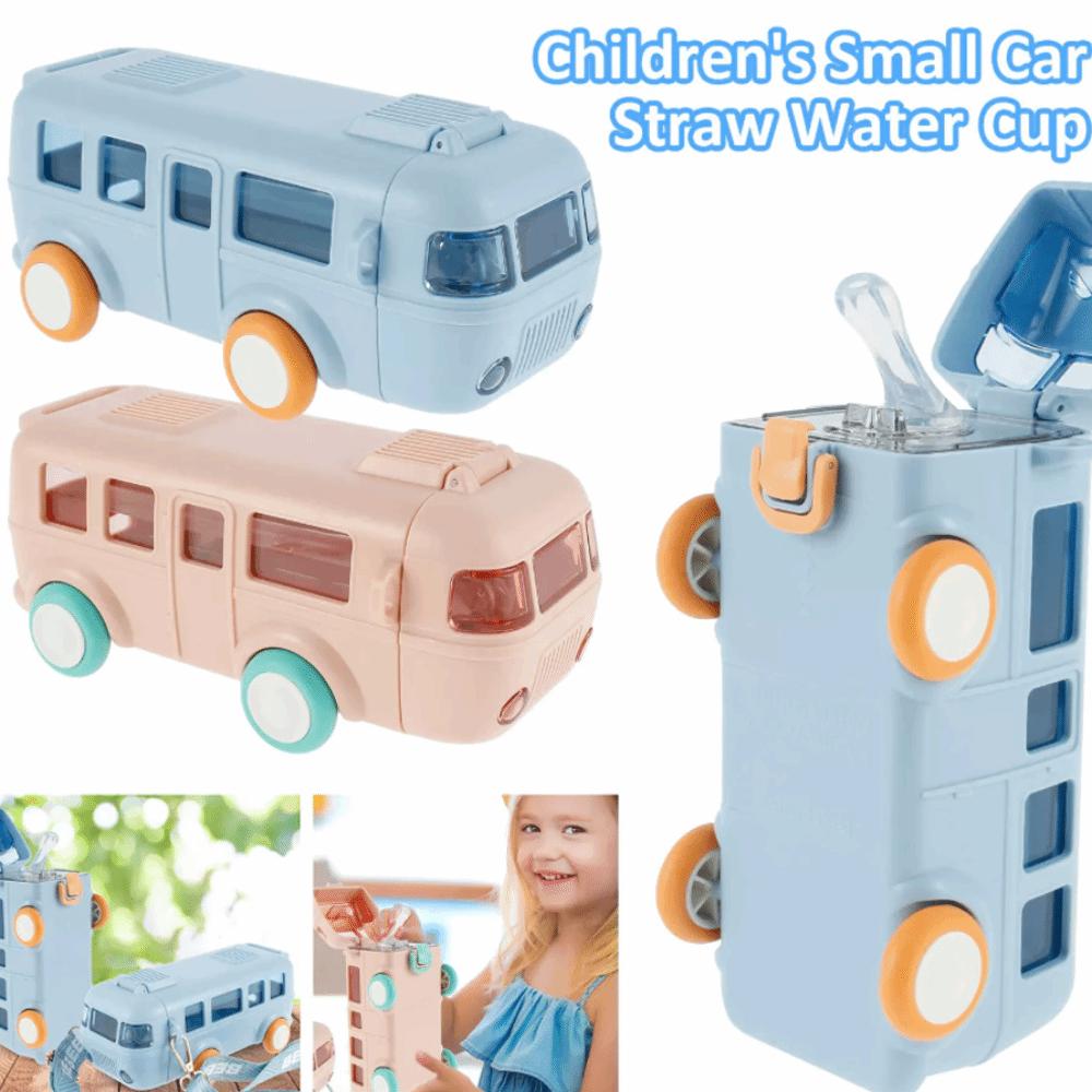 500ml Baby Bus Water Bottle Removable Kid's Water Bottle Portable Car Shape Straw Water Cup Boys