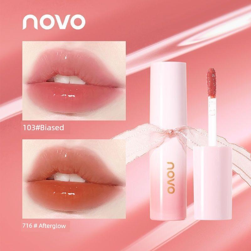 Novo Pure Desire Mirror Water Gloss Lip Glaze Nude Color Lipstick Low Saturation Non-Fading Non-Stick Cup Lip Gloss Affordable for Students