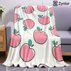 Cute Pink Apple Cartoon Anime Print Flannel Blanket Soft Warm Throw for Kids Bedroom Sofa Bed Christmas Office Car