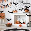 12Pcs Halloween Hanging Bat Decorations - Plastic Flying Bats with Light-Up Eyes, Suitable for Outdoor Front Door Yard Tre