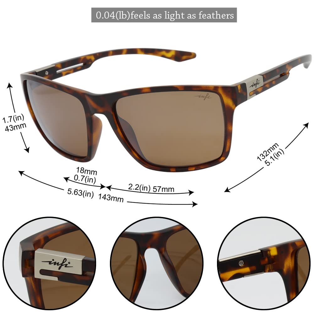 Polarized Sunglasses Fishing Driving Driving Sports Running UV Protection Gradient Black Frame Smoked Lens Blue Mirror Designer Model Tortoise Brown