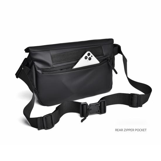 Men Crossbody Bag with Cup Holder Waterproof Chest Bag Magnetic Buckle Sling Bag Shoulder Bag for Commuting Street Travel