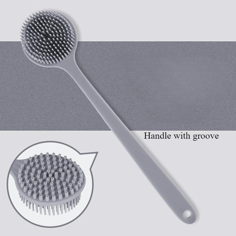 Щетка для спины для душа, мягкая силиконовая щетка для ванны и тела с длинной ручкой