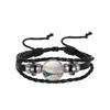 Japanese Wave Leather Bracelet, Ukiyo-e Handwoven Punk Retro Beaded Cord Jewelry