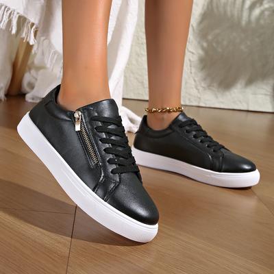 Новые женские кроссовки на молнии, повседневная обувь, высококачественные женские туфли на плоской подошве, весна-осень, низкие лоферы, белые туфли для девочек, женская обувь