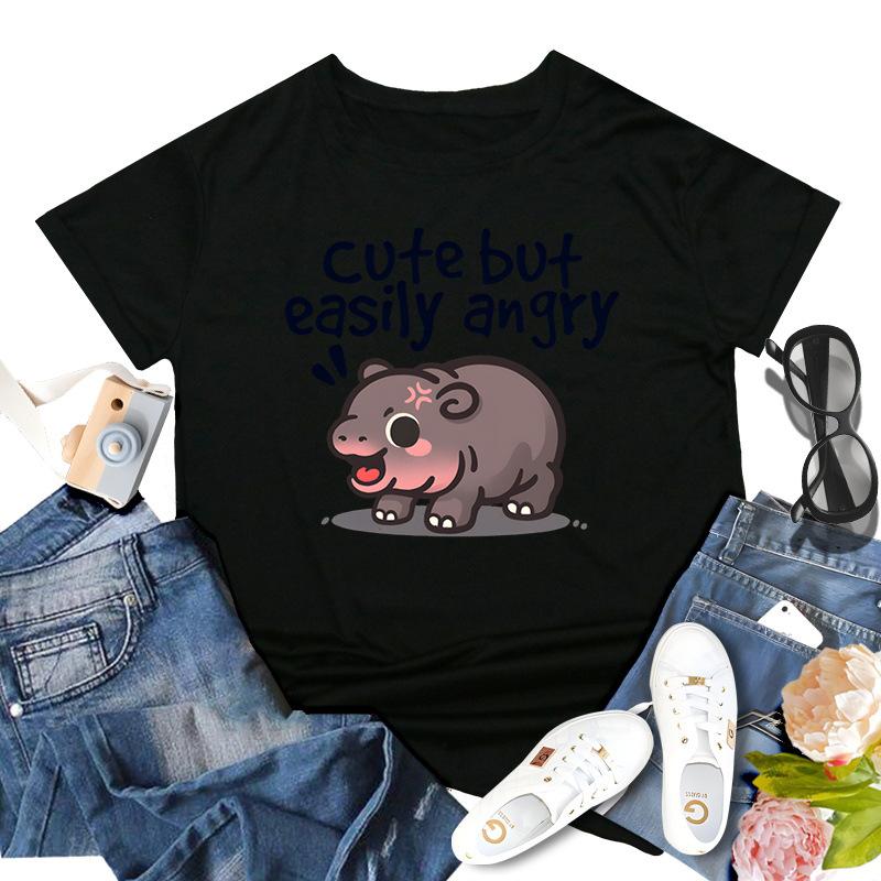 Bouncing Pig Moo Deng Printed Top Модный пуловер Повседневные универсальные футболки для женщин