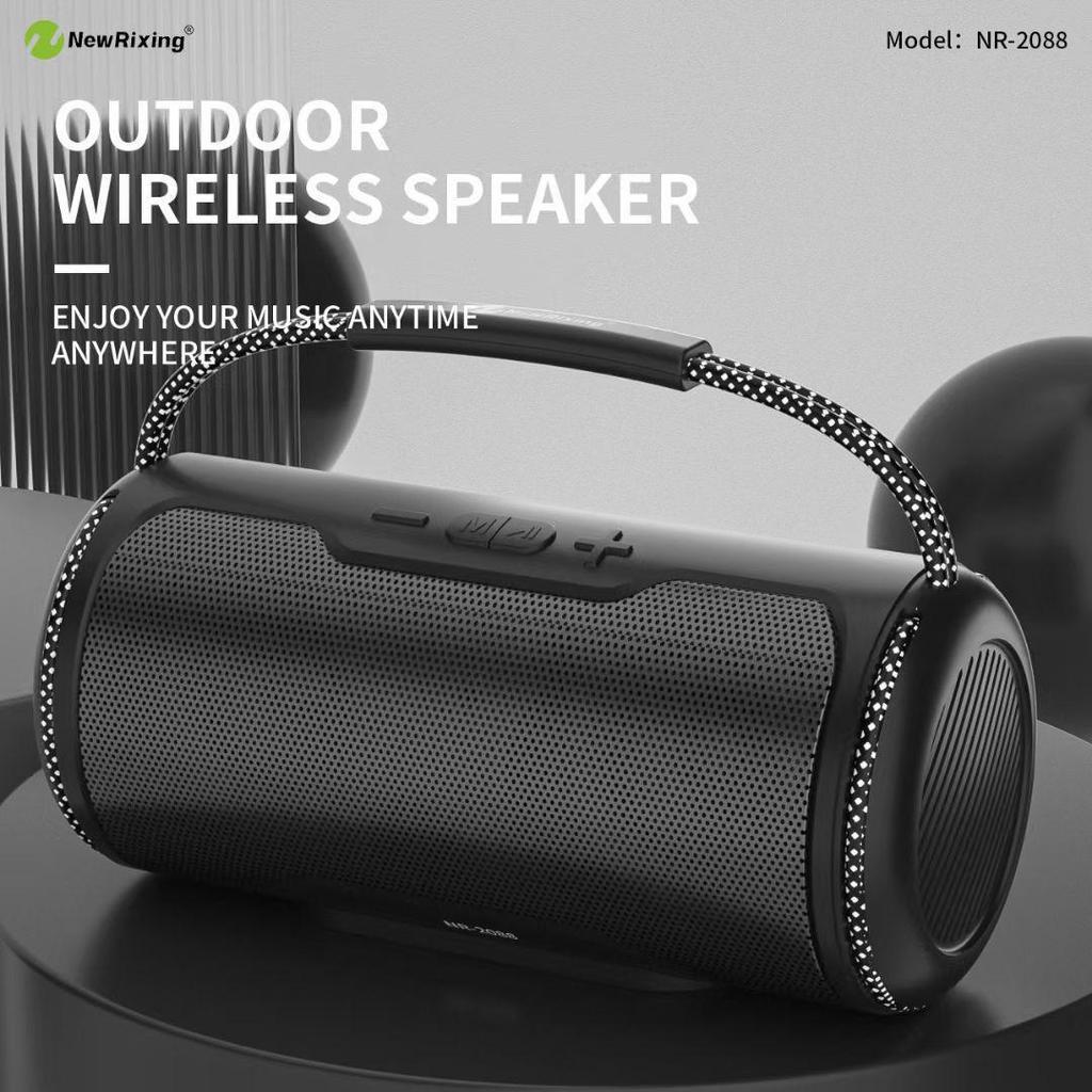 Портативная Bluetooth-колонка NR2088 с разноцветной подсветкой, сабвуфером и возможностью беспроводного использования на открытом воздухе.